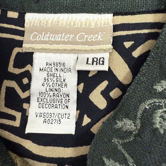 Coldwater Creek Sze Large Jacket Silk Beaded Patchwork Button Down Boho Artsy - Picture 2 of 9